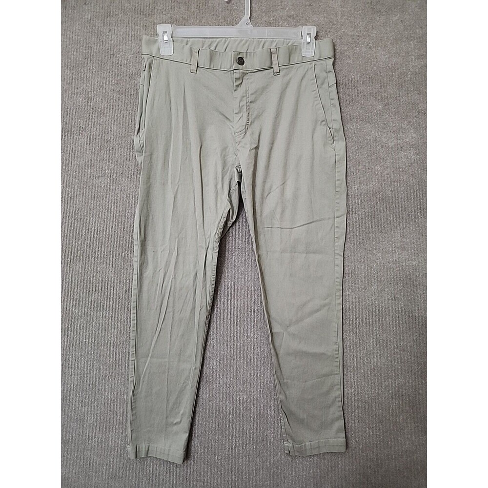 Fabletics High Side Chino Pants Mens 34x32(28) Taupe Slim Fit Stretch